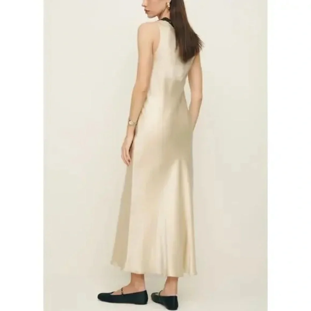 Reformation Alicyn Lace Trim Satin Slip Dress Ivory Cream Silk Size 0 - Picture 5 of 10